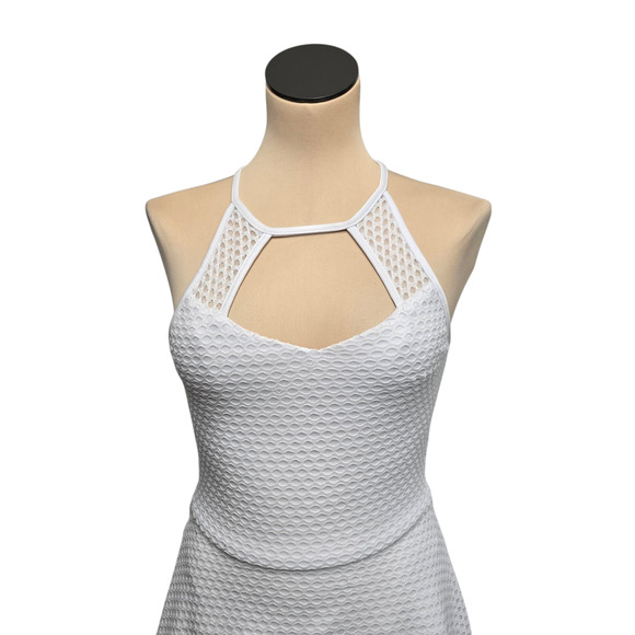 Sally Miller Dress Womens Small White Textured Mesh Halter Skater Party‎ USA S - Picture 8 of 9